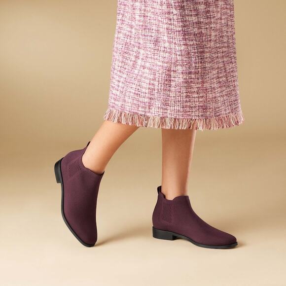 Women's Burgundy Ankle Boots - Picture 2 of 10